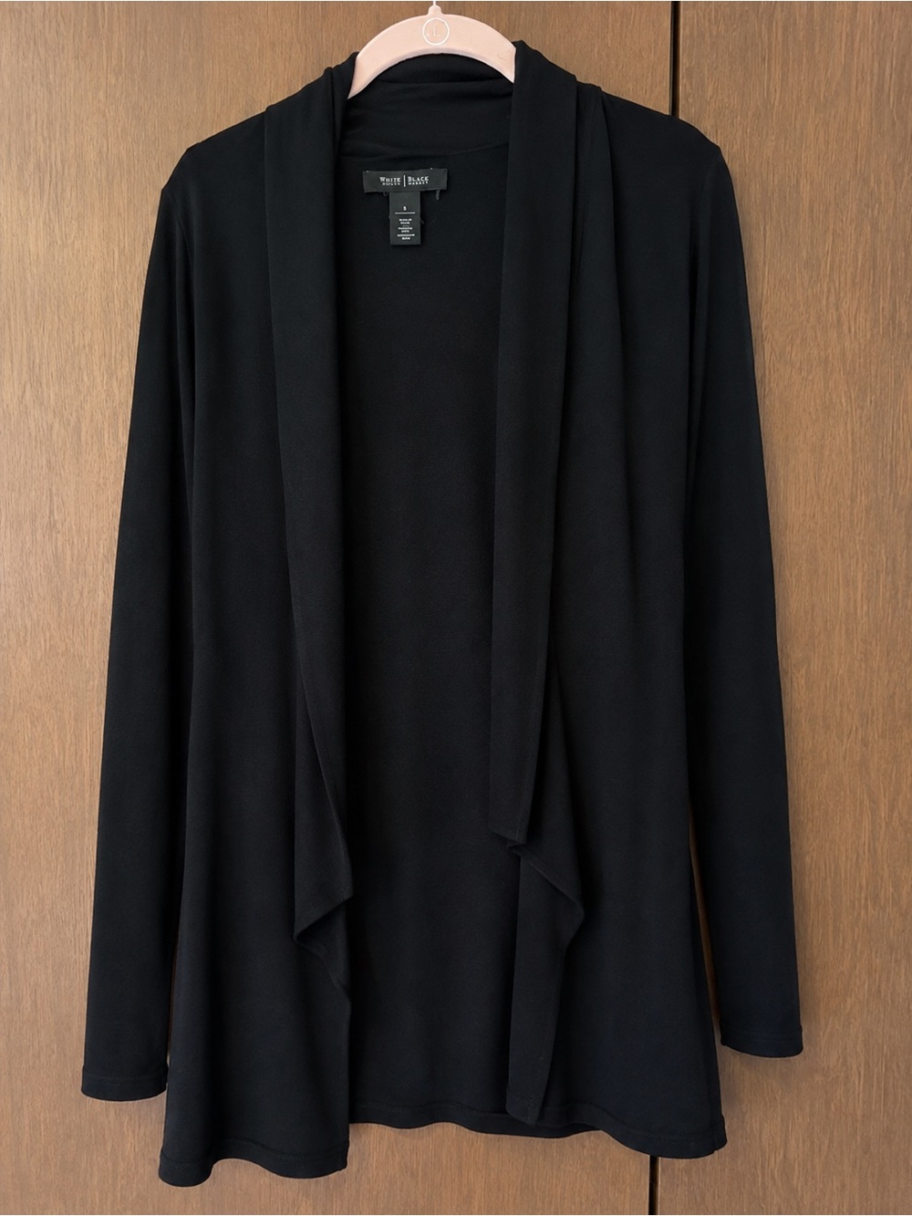White House Black Market Black Draped Waterfall Open-Front Cardigan